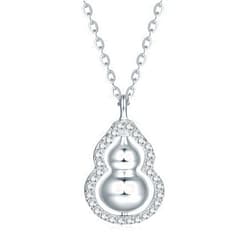 ZHOU LIU FU Pendant Necklaces for Women Silver Gourd Cubic Zirconia Chain Necklace Rotatable Dainty Necklace Gifts Mom Mother Lover