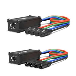 LyxPro Pair of LyxPro Audio Snake 4 Channel XLR 3 Pin Multi Network Breakout for Stage Sound Lighting and Recording Studio XLR to RJ45 Ethercon with 3 Feet Cable Connection