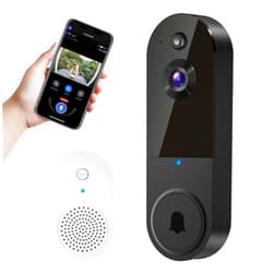 Hubposh Smart Video doorbell Camera Wireless Wi-Fi Cam with Night Vision,Motion Detection, Cloud Storage, Two Way Audio, Chime Ringer Included(Black)