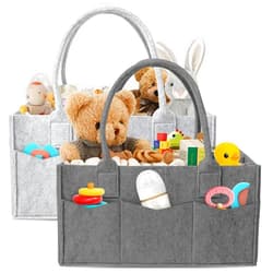 HIPHOP PANDA 2-Pack Diaper Caddy Organizer - Nursery Storage Bin & Car Organizer for Diapers, Wipes, and Baby Essentials - Dual-Color Solid Set (Dark Grey/Grey), Regular Size