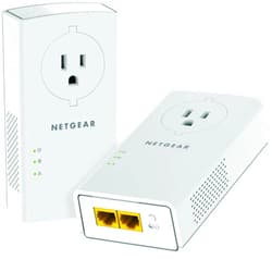 NETGEAR Powerline adapter Kit, 2000 Mbps Wall-plug, 2 Gigabit Ethernet Ports with Passthrough + Extra Outlet (PLP2000-100PAS), White