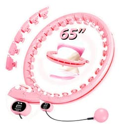 Humixx Infinity Hoop for Adult Weight Loss, 2 in 1 Smart Fitness Hoop with Counter & Detachable Knots, Weighted Exercise Fit Hoop Suitable for Women and Kids, Pink