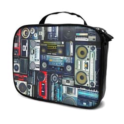 FORSJHSA Makeup Bag Vintage Wall Of Radio Boombox Travel Makeup Case Travel Makeup Train Case Cosmetic Bag Large Makeup Organizer Boxes One Size Vintage Wall Of Radio Boombox