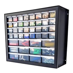 IRIS USA Screw Organizer, Hardware Storage Organizer, 44 Drawer Parts Cabinet, Plastic Drawer Storage for Hardware Crafts, Small Parts, Nuts and Bolts, Tool Storage, Scrapbook Art Hobby - Black