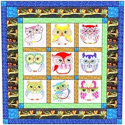 Material Maven Quilt Kit Hoot Hoot, Owl Ready to Sew/Finished Embroidery