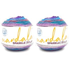Lion Brand Yarn Mandala Sparkle, Multicolor Yarn for Knitting, Crochet and Crafting, Pyxis, 2 Pack