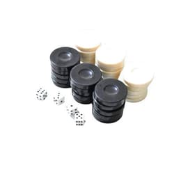 Generic 30 Pieces Backgammon Checkers 1.4 Inch Replacement Set Checker Board Games Playing Game Chips with 4 Dice, Black and Ivory (1.4 inch)