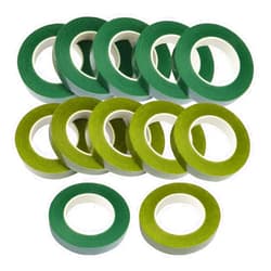 Cettkowns 12 Rolls 1/2 Inch 30 Yard Green Floral Tape for Bouquet Stem Wrapping - Adhesive, Waterproof and Flexible (Olive Green+Dark Green)