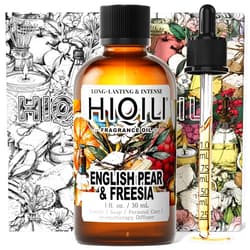 HIQILI English Pear & Freesia Fragrance Oil for Perfume, Inspired by J-Malone, Candle & Soap Making, Sweet Scents for Essential Oil Diffuser, Home Spray - 1 Fl Oz