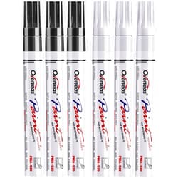 Overseas White and Black Paint Pens Paint Markers - 6 Pack Permanent Oil Based Paint Pen, Medium Tip, Quick Dry and Waterproof Marker for Rock, Wood, Metal, Plastic, Canvas, Glass, Ceramics, Rubber, Stone