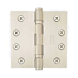 Emtek Hardware Steel Heavy Duty Hinges, Ball Bearing, Pack of 6, Square Corners, Size: 4 x 4 in. Color: Satin Nickel (US15), Thickness: 3.3MM, Model: 94014US15BB