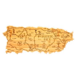 Totally Bamboo Destination Puerto Rico Shaped Serving and Cutting Board, Includes Hang Tie for Wall Display