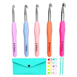 Yarniss Large Ergonomic Crochet Hooks Set 6.5mm 7.0mm 8.0mm 9.0mm 10.0mm (5 Size)