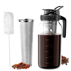VA1KENE Cold Brew Coffee Maker 64oz, Iced Coffee Maker with 304 Stainless Steel Filter, Mason Jar Pitcher with Lid and Spout (Black)