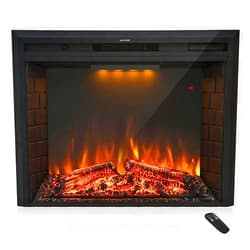 Masarflame 30'' Electric Fireplace Insert, Retro Recessed Fireplace Heater with Fire Cracking Sound, Remote Control & Timer, 750/1500W, Black