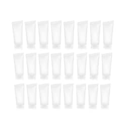 Happyupcity 24PCS 30ml/1oz Empty Portable Refillable Clear Plastic Cosmetic Soft Tubes Bottles with Flip Cover Makeup Sample Travel Packing Container Holder Vial Jar Pot for Shampoo Facial Cleaning Toothpaste