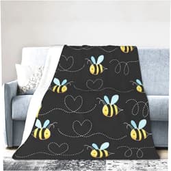 AABSTBFM Bumble Bees Fleece Throw Blanket for Couch - Thick Fuzzy Warm Soft Blankets and Throws for Sofa, Bedroom Blanke 50x60 Inches