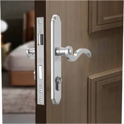 Guardian Built Storm Door Handle Replacement Kit With Lock and Key, Silver Security Door Lever Handle Lock Set for Interior Door Patio Door Storm Door, Waterproof and Anti-Rust Door Handle Lock Replacement (Silver)
