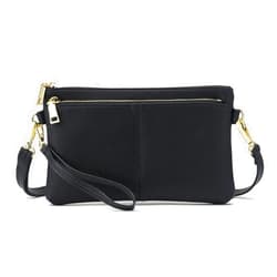 ZOOEASS Triple Zip Small Crossbody Bag Lightweight Purses Vegan Leather Wristlet Clutch, Includes Adjustable Shoulder