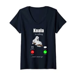 Koala Tshirt Für Kinder Damen Mädchen Koalabär Süß Womens Koala Gift Bag Animal Sleeping Pyjamas Saying Cuddly Toy V-Neck T-Shirt
