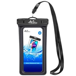 MoKo Floating Waterproof Phone Pouch Holder, Floatable Phone Case Dry Bag with Lanyard Armband Compatible with iPhone 14 13 12 11 Pro Max X/Xr/Xs Max,8/7/SE 3,Samsung S21/S10/S9/S8, Black