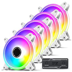 EZDIY-FAB White Moonlight 120mm RGB PWM Case Fan with RGB PWM Fan Hub,5V Motherboard Sync,ARGB Computer Fan,Multiple Light Modes-5 Pack