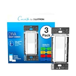 Lutron Diva Smart Dimmer Switch for Caseta Smart Lighting | Includes Wire Label Stickers | DVRF-6LS-WH-3 | White (3-Pack)