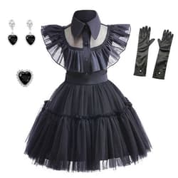 PURFEEL Toddler Girls Dress up for Wednesday Kids Party Dress for Addam 5-6Years