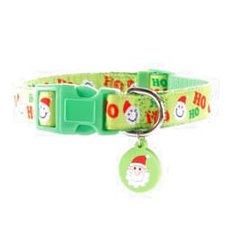 Pet Holiday Smiling Santa Ho Ho Ho Dog Collar - Size Large