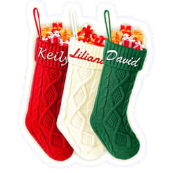 Eyesoul Personalized Christmas Stockings, Custom Christmas Stockings Set of 2 with Names Customized Knit Xmas Stocking for Family Fireplace Hanging Christmas Holiday Party Decorations (18 in Large)