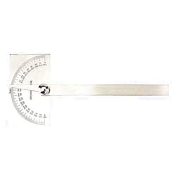 Groz Degree Protractor | Rectangular Head | Stainless Steel | 6-inch Blade Length | +/-5° Tolerance (01224)