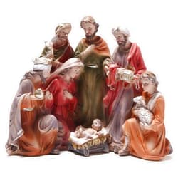 Hodao Christmas Decoration Indoor Home Decor-7.5''H 9.25''L 4.5''W Nativity Sets-Xmas Holiday Decor for Tabletop Home Party Room Table Fireplace Office (Traditional Color)
