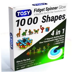TOSY Magnet Fidget Spinner Glow - 16 Blocks, 3 in 1 Toy: Transformable Fidget Spinner, Infinity Cube, 2x2 Puzzle Cube, Glow, Stress Relief, STEAM Magnet Tiles Birthday Gift for Kids/Boys/Girls/Adults