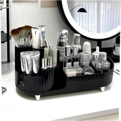 BanYakong Rotating Makeup Organizer,Large Capacity Cosmetic Display Case,Easy To Hold All of Your Makeup Products, For Vanity, Countertop, Bathroom, Cosmetic Display Cases (Black)