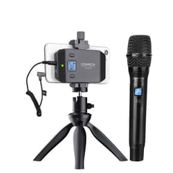 COMICA Wireless Microphone for Smartphone, Comica CVM-WS50(H) Handheld Microphone for iPhone/Android Phones Interview, Professional Recording Mic for Sing Video Vlog YouTube TikTok Facebook Livestream