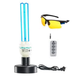COOSPIDER UV 36Watts UV Sanitizer Lamp with Remote Control Powerful UVC Light with E26 Base for Basement/Bedroom/Kitchen/Office/Storehouse/Car, 3-Gear Timer 110V Ozone Free