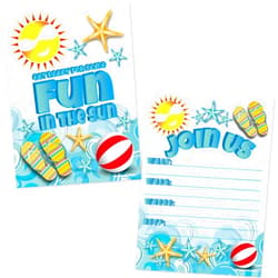 The Old Blue Door Summer Beach Party Invitations - Swimming Pool Party Invites (20 Count with Envelopes) - Kids Summer Birthday Party Luau