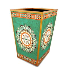 Ducoteduparc Trash can - Turquoise Oriental Traditional Miniatures - Handmade Decorative Waste Basket