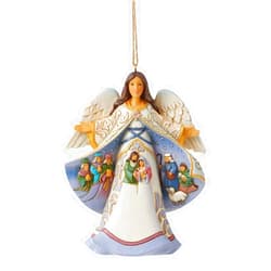 Enesco Jim Shore Heartwood Creek Angel with Cloak Nativity Scene Hanging Ornament, 4.53 Inch, Multicolor