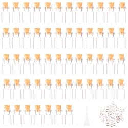 MaxMau 64pcs 1ml Tiny Vials with Cork Stoppers and Eye Screws,Mini Glass Bottles Small Jars for DIY Art Crafts Project Jewelry Pendant Party Favors