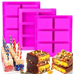 Palksky Rice Snacks Molds for Rice Krispies Treats Baking, 3pcs 6-Cavity Chocolate Bar Mold Deep Thick, Candy Making Supplies for Chocolate Brownie Cornbread Pudding Butter Mould