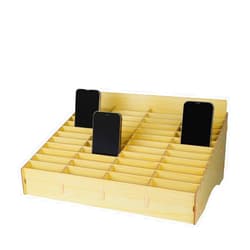 HengTianMei 48 Grid Wooden Desktop Storage Box Mobile Phone Management Storage Box Creative Desktop Office Meeting Finishing Grid Multi Cell Phone Rack Display