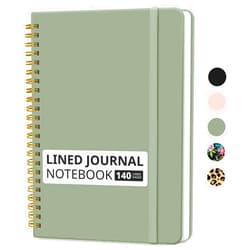 Taja Lined Spiral Journal Notebook for Women & Men, 140 Pages, College Ruled Hardcover Notebook for Work & Note Taking, Journals for Writing, A5 - Green