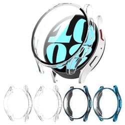 LUCXXI [4+4Pack for Samsung Galaxy Watch 6 Screen Protector Case 44mm, Flexible TPU Plated All Round Scratch Resistant Protective Bumper Case, Galaxy Watch 6 Classic Case Accessories for Women Men