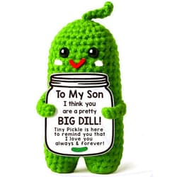 MAMAGIFTREE Son Gifts from Mom Dad, Fathers Day Birthday Gifts for Teens Boys, Handmade Crochet Pickle Graduation Gifts for Adults Son in Law Bonus Step Best Son Ever Gift