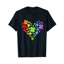 BoredKoalas St Patricks Day Irish Shamrock Shirt LGBT Shamrock Heart Shirt Rainbow St Patricks Day Gay Pride T-Shirt