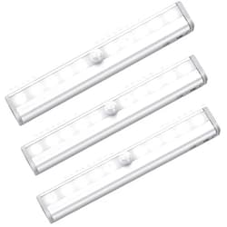 AMIR (Upgraded Version) Motion Sensor Lights, Battery-Powered LED Night Lights, Stick-Anywhere Closet Lights Stair Lights, Wall Lights for Hallway, Bathroom, Bedroom, Kitchen etc. (White - Pack of 3)