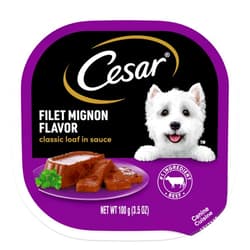 CESAR Adult Wet Dog Food Classic Loaf in Sauce Filet Mignon Flavor, 3.5 oz. Easy Peel Trays, Pack of 24