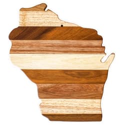 Totally Bamboo Rock & Branch Shiplap Series Wisconsin State Shaped Wood Cutting Board and Charcuterie Serving Platter, Includes Hang Tie for Wall Display