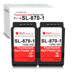 Japic High Yield 2-Pack XXL- Red Fluorescent SL-870-1 Ink Cartridge SL-870-1 XXL Replacement for PB New SendPro Mailstation (CSD1) Postage Machines 2X16ML